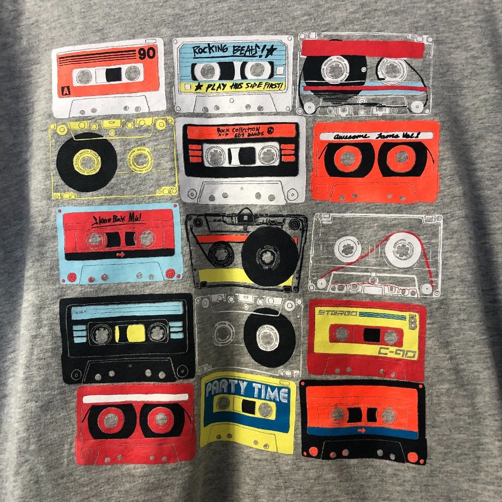 GAP Kids boys' retro graphic cassette long-sleeved tee, size XL 80s 90s